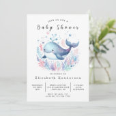 Graceful Custom Whale Baby Dusche Einladung (Stehend Vorderseite)