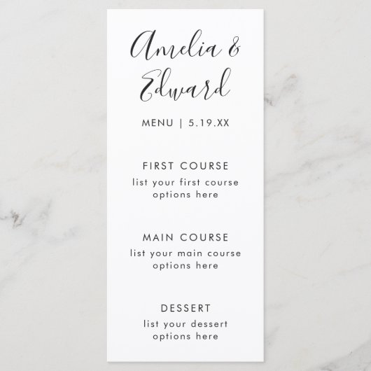 Graceful Delicate Lila Wedding Menu Card Menükarte (Vorderseite)
