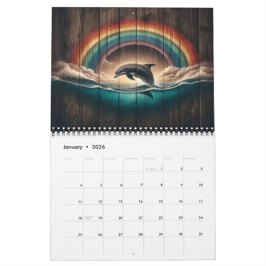 Graceful Delphine on Rustic Wood 2025 Kalender (Jan 2026)