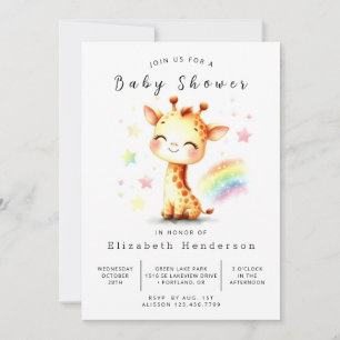 Graceful Digital Giraffe Baby Dusche Einladung