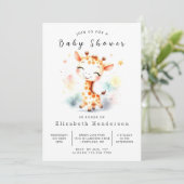 Graceful Digital Giraffe Baby Dusche Einladung (Stehend Vorderseite)