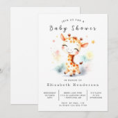 Graceful Digital Giraffe Baby Dusche Einladung (Vorne/Hinten)