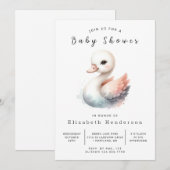 Graceful Digital Swan Baby Dusche Einladung (Vorne/Hinten)