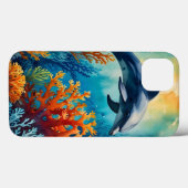 Graceful Dolphin im Coral Paradies Case-Mate iPhone Hülle (Rückseite (Horizontal))