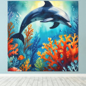 Graceful Dolphin im Coral Paradies Leinwanddruck (Insitu (Holzboden))