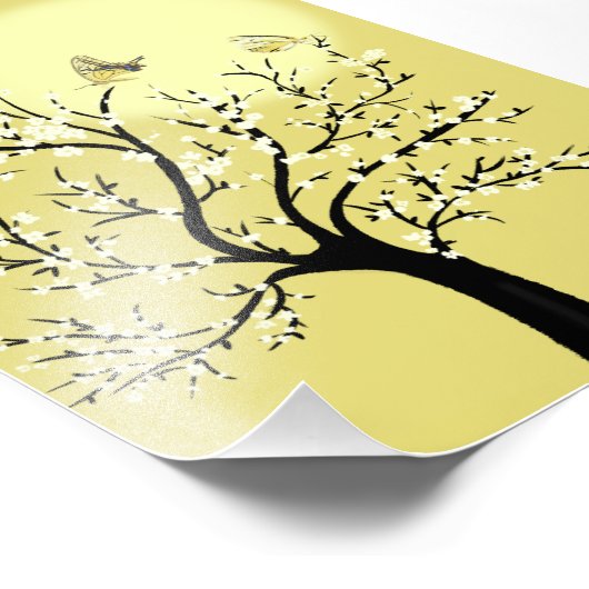 Graceful dreamy sunlit tree with butterflies fotodruck (Ecke)