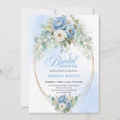Graceful Dusty Blue Peonies Greenery Bridal Invite Einladung (Vorderseite)