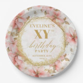 Graceful Dusty Pink Floral Birthday Paper Teller (Vorderseite)