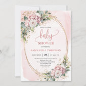 Graceful Dusty Pink Floral Eucalyptus Baby Shower Einladung (Vorderseite)