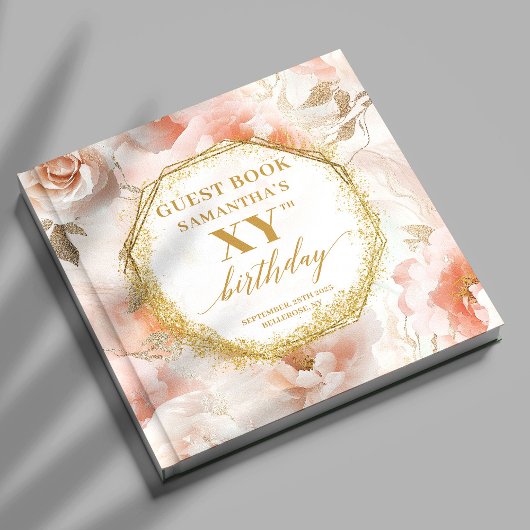 Graceful Dusty Pink Ivory Gold Birthday Gästebuch