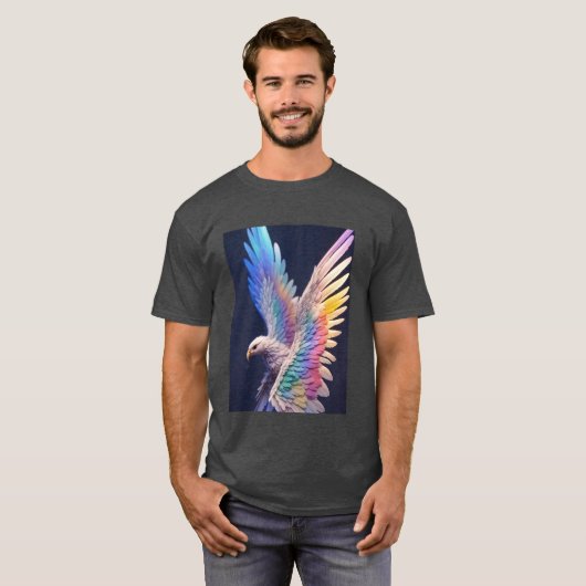 Graceful Eagle Angel mit Regenbogen Flügeln T-Shirt (Vorne ganz)