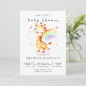 Graceful Editable Giraffe Baby Dusche Einladung (Stehend Vorderseite)