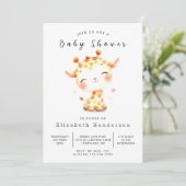 Graceful Editable Giraffe Baby Dusche Einladung (Stehend Vorderseite)