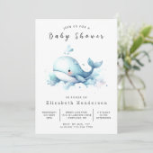 Graceful Editable Whale Baby Dusche Einladung (Stehend Vorderseite)