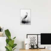 Graceful egret in Soft Marsh Poster (Heimbüro)