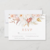 Graceful Elegance: Flawless Blush Floral Wedding RSVP Karte (Vorderseite)