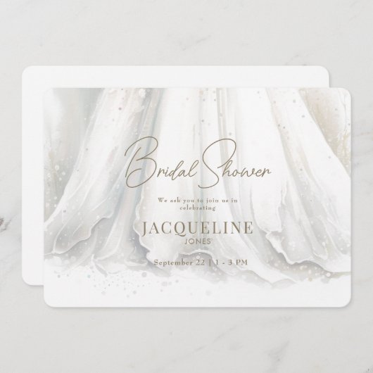 Graceful Elegance Wedding Dress Brautparty Einladung (Vorne/Hinten)