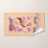 Graceful Flamingo Walk | Rosa Aquarellkunst Badhandtuch Set (Handtuch)