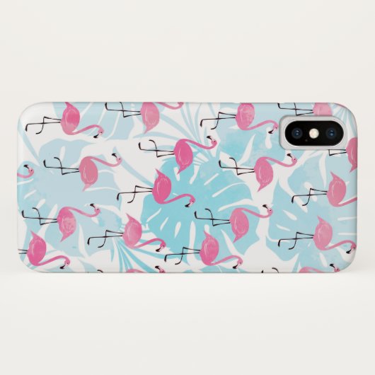 Graceful Flamingos und Monstera Blätter Case-Mate iPhone Hülle (Rückseite (Horizontal))