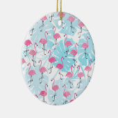 Graceful Flamingos und Monstera Blätter Keramik Ornament (Rechts)