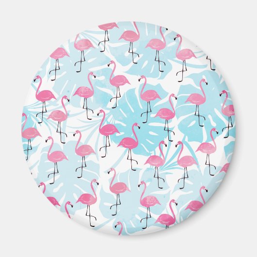 Graceful Flamingos und Monstera Blätter Magnet (Vorne)