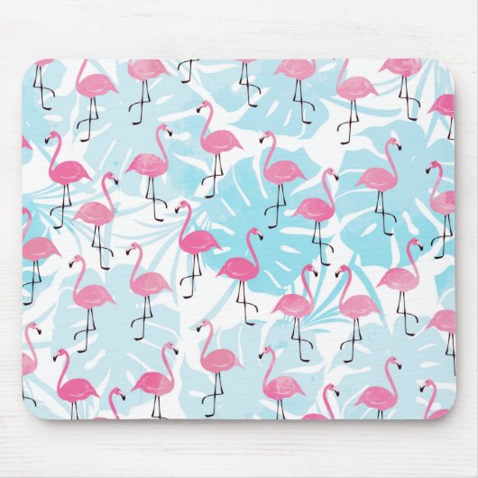 Graceful Flamingos und Monstera Blätter Mousepad (Vorne)