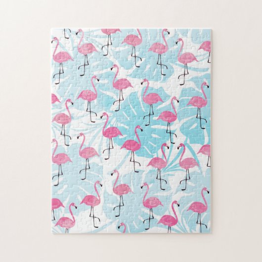 Graceful Flamingos und Monstera Blätter Puzzle (Vertikal)