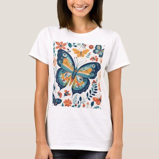 Graceful Flight: Schmetterlingsmuster Frauen T - S T-Shirt (Vorderseite)