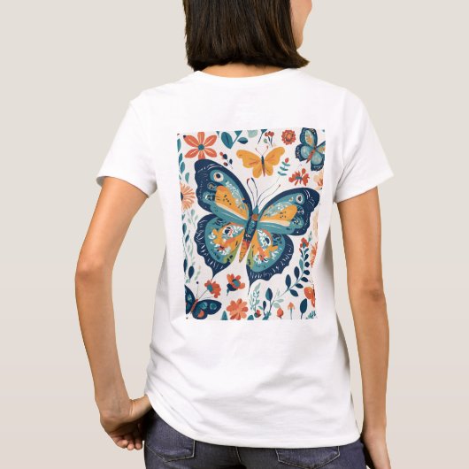 Graceful Flight: Schmetterlingsmuster Frauen T - S T-Shirt (Rückseite)