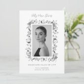 Graceful Floral Contemporary Gray Shades Foto Einladung (Stehend Vorderseite)