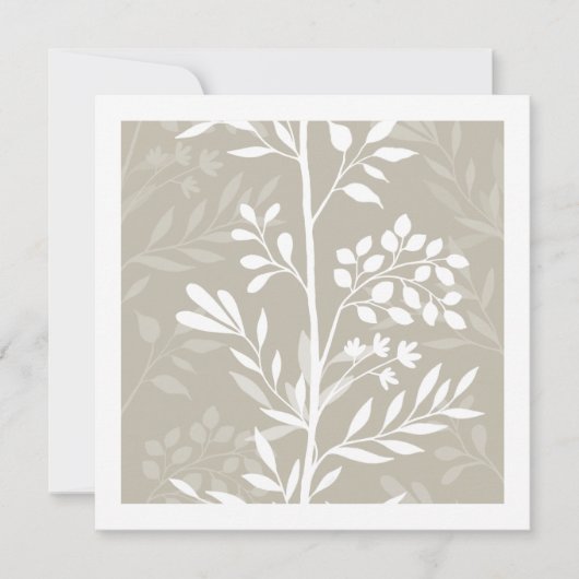 Graceful Floral Silhouette Neutral Beige Minimal Mitteilungskarte (Vorderseite)