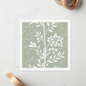 Graceful Floral Silhouette Sage Green Minimal Mitteilungskarte (Vorderseite/Rückseite Beispiel)