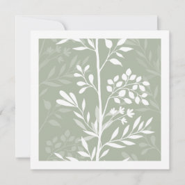 Graceful Floral Silhouette Sage Green Minimal Mitteilungskarte
