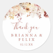 Graceful Floral Vielen Dank Gastgeschenk Hochzeit Runder Aufkleber (Vorderseite)