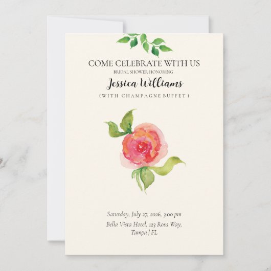 Graceful Floral Wedding Brautparty Einladung (Vorderseite)