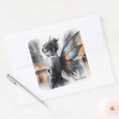 Graceful Flügel brünett Minimalismus Stadtdämmerun Quadratischer Aufkleber (Umschlag)