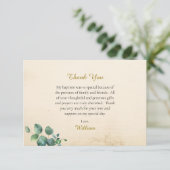 Graceful Foliage Orthodox Christian Baptism Dankeskarte (Stehend Vorderseite)