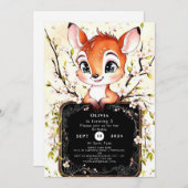 Graceful Forest Fawn Geburtstag Einladung (Vorne/Hinten)