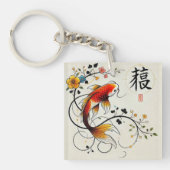 Graceful Fortune Koi - Zweiseitiges Mondneujahr Schlüsselanhänger (Vorderseite)