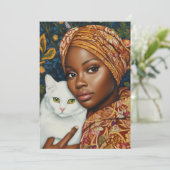 Graceful Frauen mit Katze Einladung (Stehend Vorderseite)