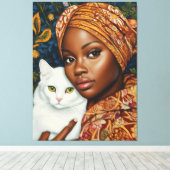 Graceful Frauen mit Katze Leinwanddruck (Insitu (Holzboden))