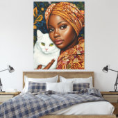 Graceful Frauen mit Katze Leinwanddruck (Insitu (Schlafzimmer))