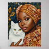 Graceful Frauen mit Katze Poster (Vorne)