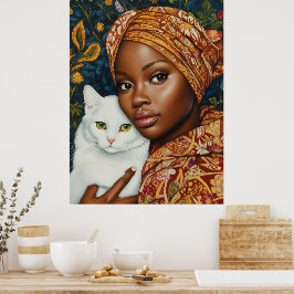 Graceful Frauen mit Katze Poster