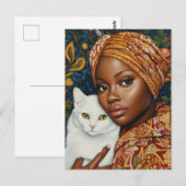 Graceful Frauen mit Katze Postkarte (Vorne/Hinten)