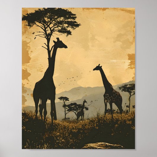 Graceful Giants: Vintage Giraffen Poster (Vorne)