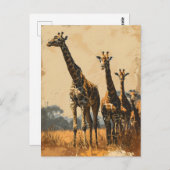 Graceful Giants: Vintage Giraffen Postkarte (Vorne/Hinten)