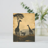 Graceful Giants: Vintage Giraffen Postkarte (Stehend Vorderseite)