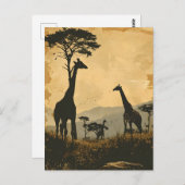 Graceful Giants: Vintage Giraffen Postkarte (Vorne/Hinten)