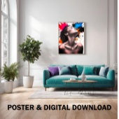 Graceful Girl Portrait in Grau und Farbton | Poster